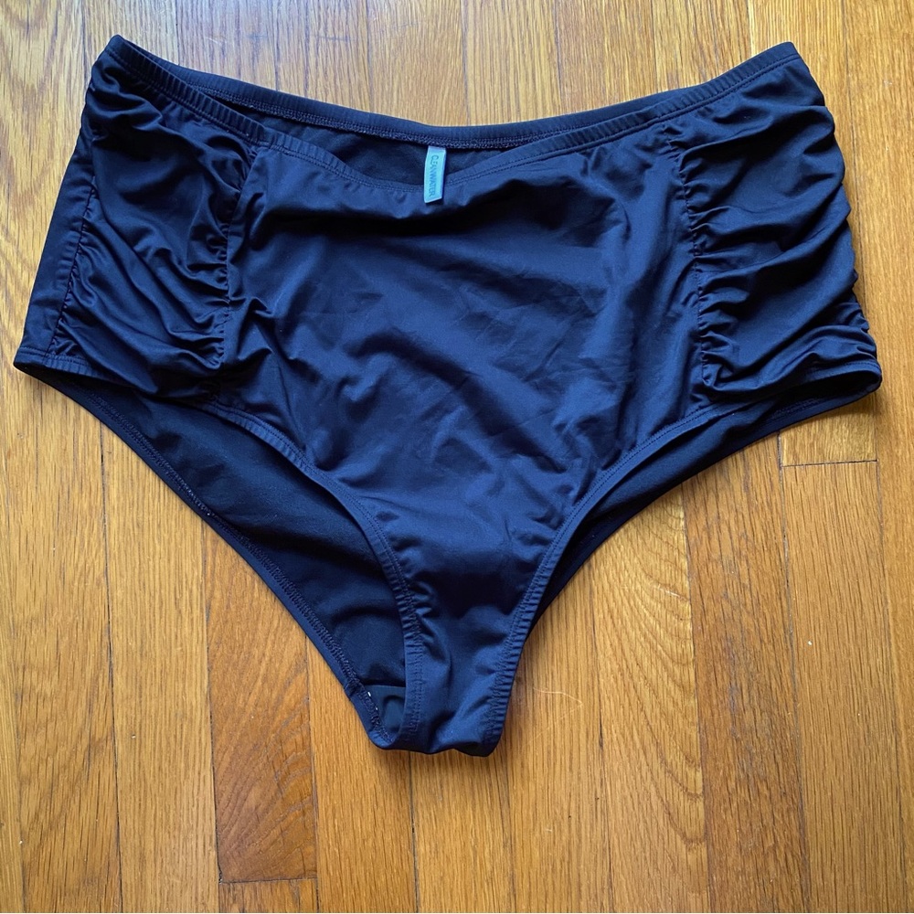 Clearwater Black High-Waisted Swim Bottoms 18W
